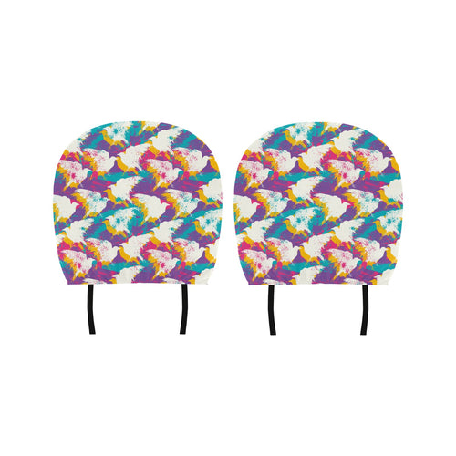 Colorful crow illustration pattern Car Headrest Cover