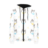 Cute Siberian Husky pattern Men's Padded Hooded Jacket