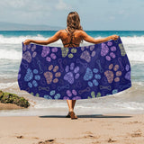 Dog Paws Pattern Print Design 02 Beach Towel