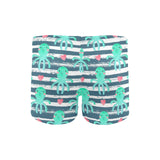 Cute octopuses heart striped background Men's Swimming Trunks