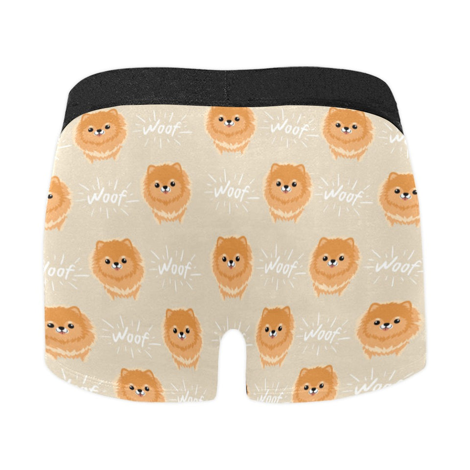 Cute brown pomeranian puppy on blue Men's All Over Print Boxer Briefs Men's Underwear
