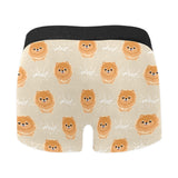 Cute brown pomeranian puppy on blue Men's All Over Print Boxer Briefs Men's Underwear