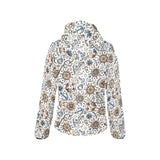 Cute nautical steering wheel anchor pattern Women's Padded Hooded Jacket