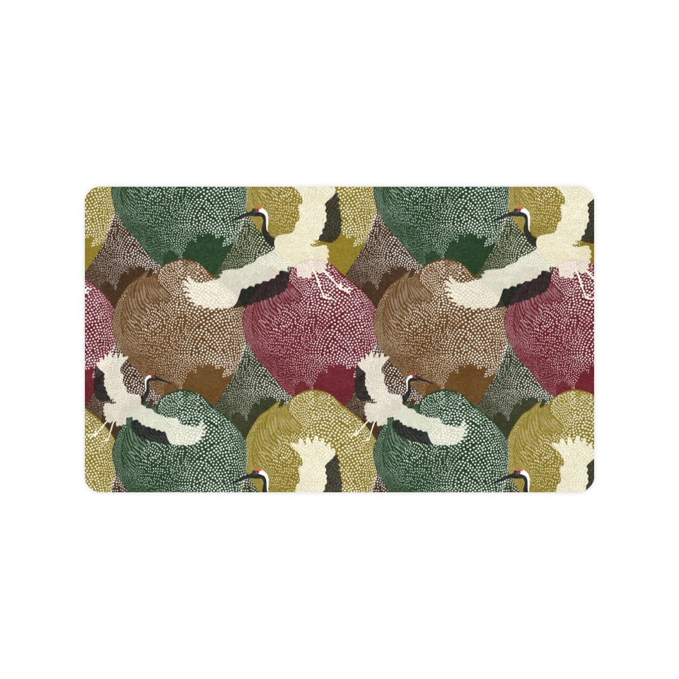 Japanese cranes flying forest dot pattern Doormat