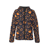 Halloween pattern Pumpkin background Women's Padded Hooded Jacket