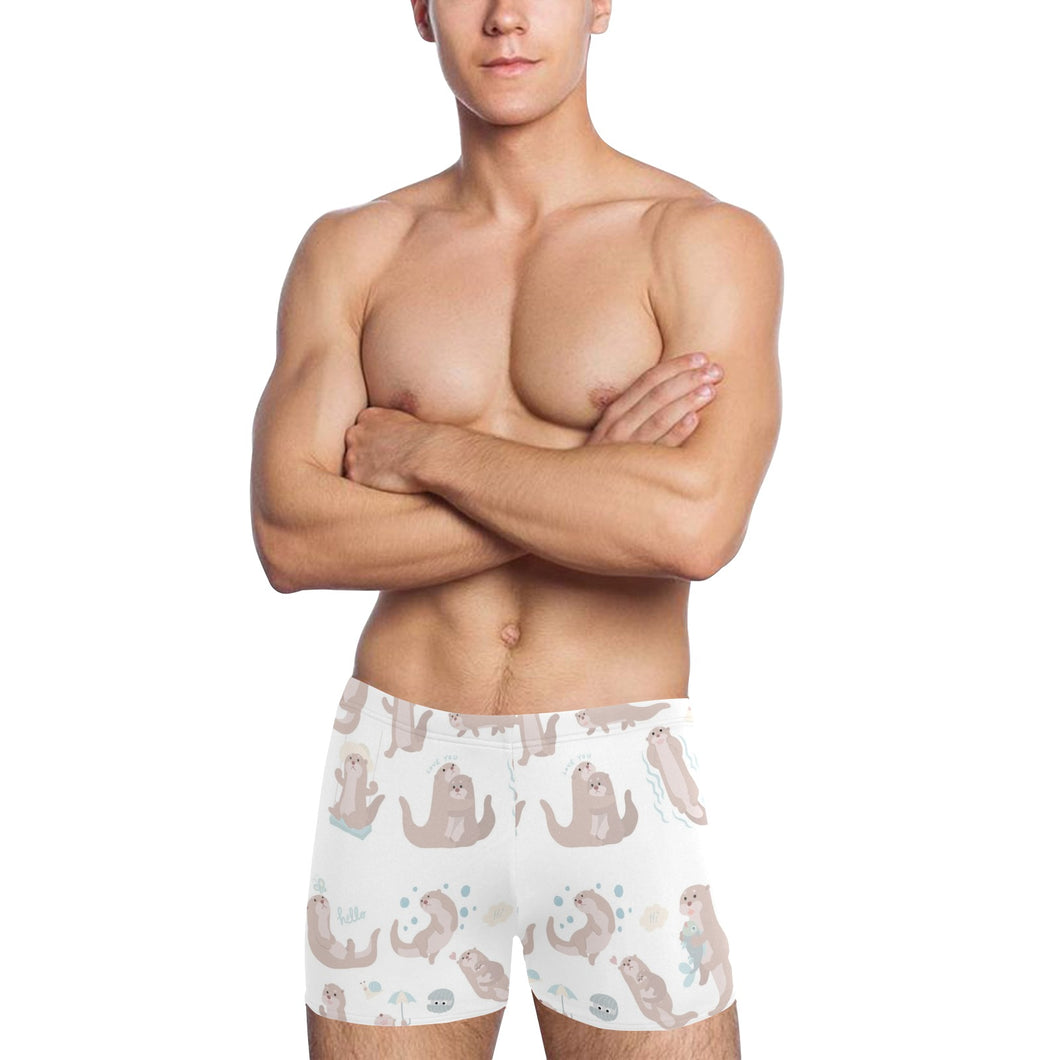 Cute sea otters pattern Men's Swimming Trunks