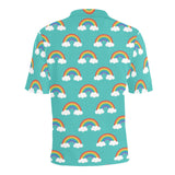 Rainbow pattern green background Men's All Over Print Polo Shirt