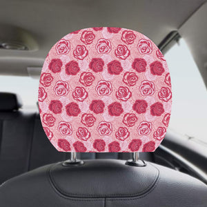 Rose Pattern Print Design 02 Car Headrest Cover