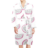 dragon fruit pattern Men's Long Sleeve Belted Night Robe