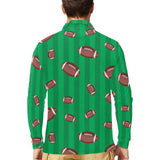 American football ball field background Men's Long Sleeve Polo Shirt