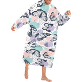 Butterfly pattern Blanket Robe with Sleeves