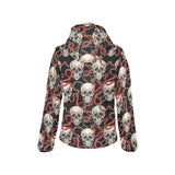 Red snake skull pattern Women's Padded Hooded Jacket