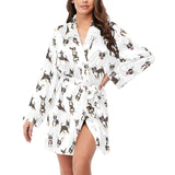 Chihuahua dog pattern Women's Long Sleeve Belted Night Robe