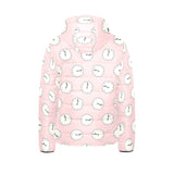 Clock pattern pink blackground Kids' Boys' Girls' Padded Hooded Jacket