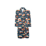 Camper Van Pattern Print Design 05 Men's Long Sleeve Belted Night Robe
