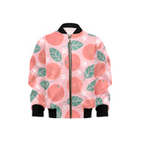 Grapefruit leaves flower pink background Kids' Boys' Girls' Bomber Jacket