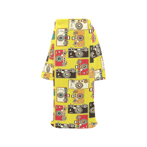 Camera Pattern Print Design 02 Blanket Robe with Sleeves