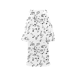 Music Notes Pattern Print Design 04 Blanket Robe with Sleeves