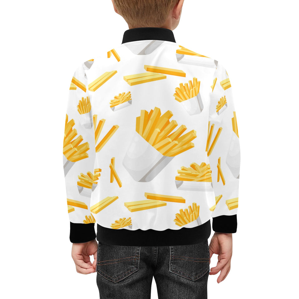 French fries white paper box pattern Kids' Boys' Girls' Bomber Jacket