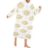 Gold Ornamental lotue waterlily symbol pattern Blanket Robe with Sleeves