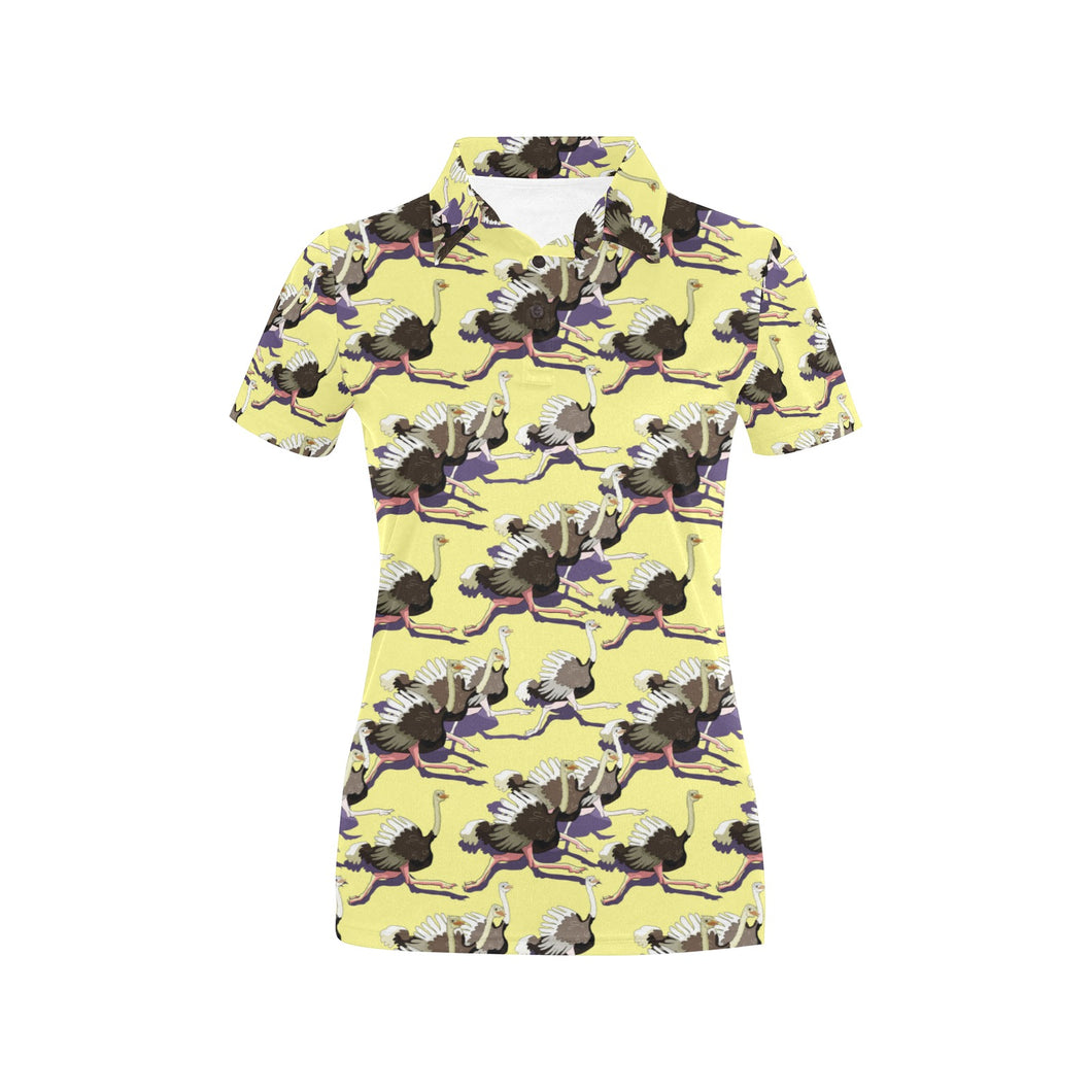 Ostrich Pattern Print Design 04 Women's All Over Print Polo Shirt