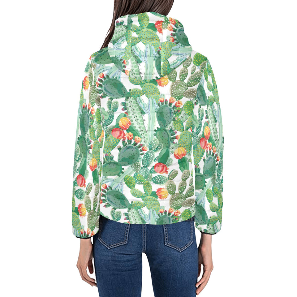 Cactus design pattern copy Women's Padded Hooded Jacket