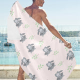 cute raccoons leaves pattern Beach Towel