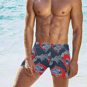 Koi Fish Carp Fishs hand drawn japanese art Men's Swimming Trunks