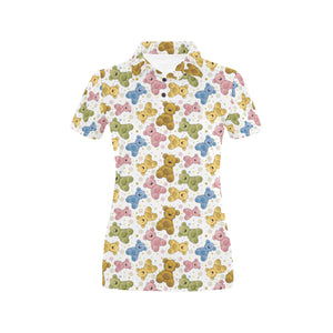Teddy Bear Pattern Print Design 01 Women's All Over Print Polo Shirt