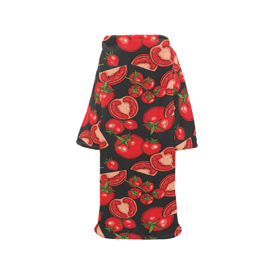 Tomato black background Blanket Robe with Sleeves