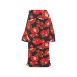 Tomato black background Blanket Robe with Sleeves