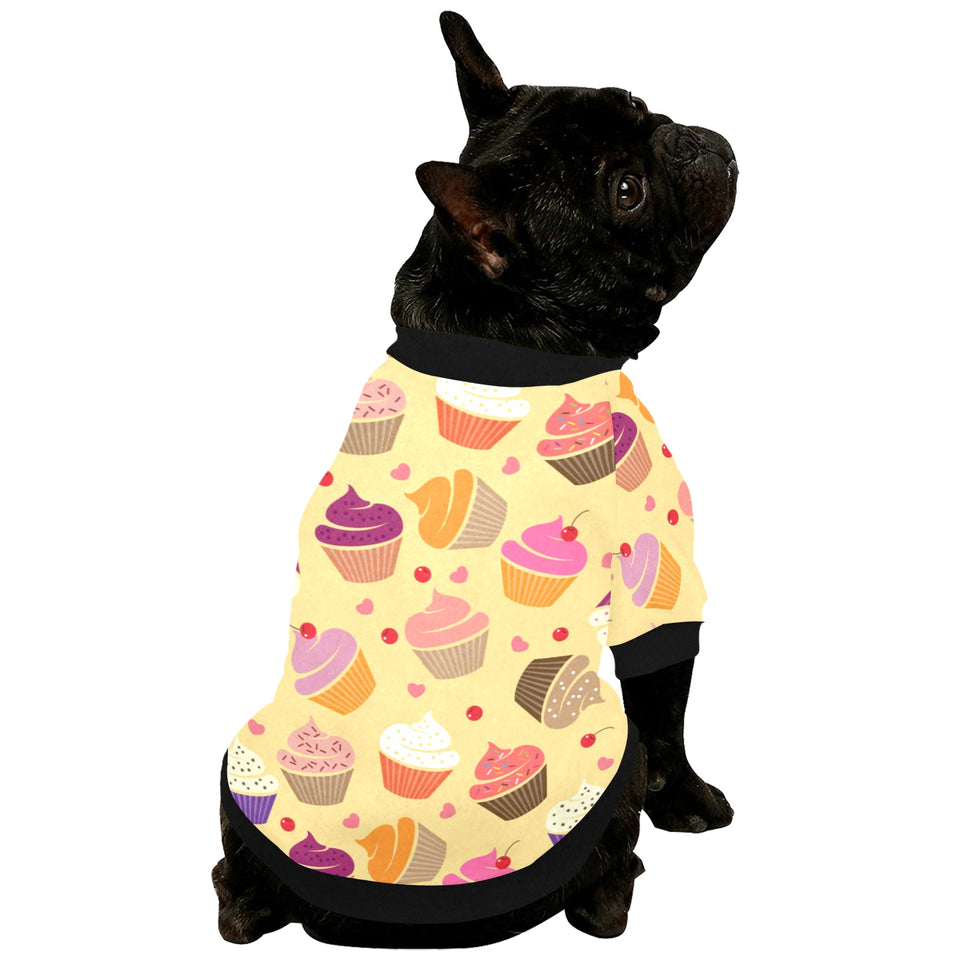 cake cupcake heart cherry pattern All Over Print Pet Dog Round Neck Fuzzy Shirt