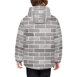 Brick Printed Pattern Print Design 05 Kids' Boys' Girls' Padded Hooded Jacket