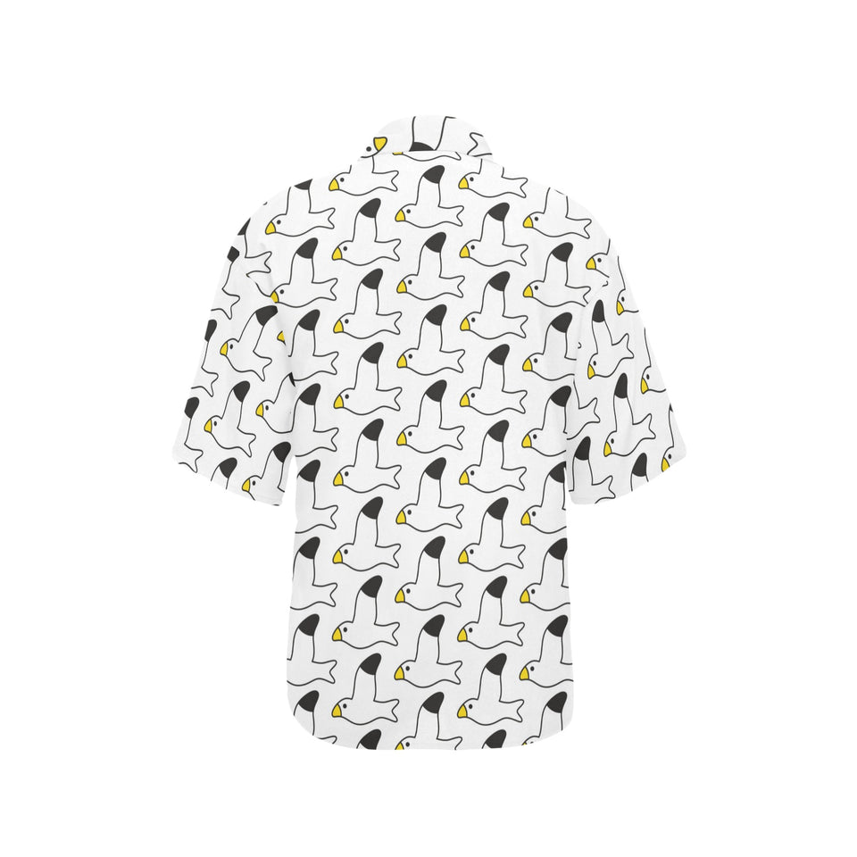 Seagull Pattern Print Design 05 Women's All Over Print Hawaiian Shirt