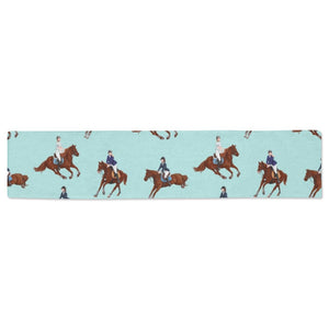 Horses running horses rider pattern Table Runner