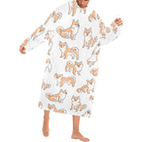 shiba inu dog pattern Blanket Robe with Sleeves