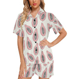 papaya pattern Women's V-Neck Short Pajama Set