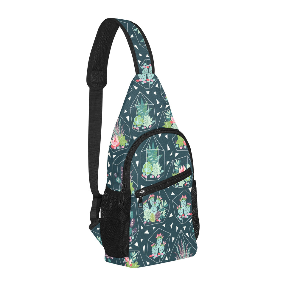 Cactus glass terrarium pattern All Over Print Chest Bag