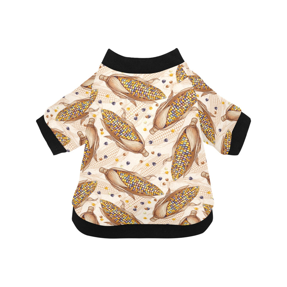 Corn Pattern Print Design 03 All Over Print Pet Dog Round Neck Fuzzy Shirt
