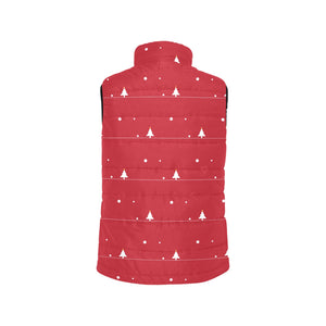 Christmas tree star snow red background Women's Padded Vest