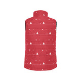 Christmas tree star snow red background Women's Padded Vest