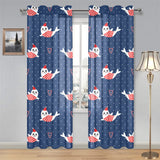 Cute sea lion seal christmas hat candy cane heart Gauze Curtain