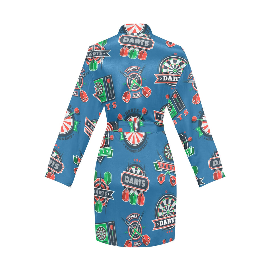 Darts Pattern Print Design 02 Women's Long Sleeve Belted Night Robe