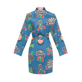 Darts Pattern Print Design 02 Women's Long Sleeve Belted Night Robe