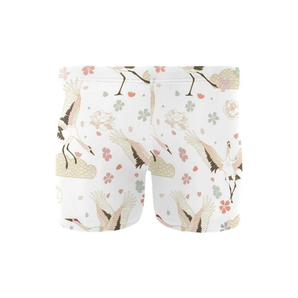 Beautiful Japanese cranes pattern Men's Swimming Trunks