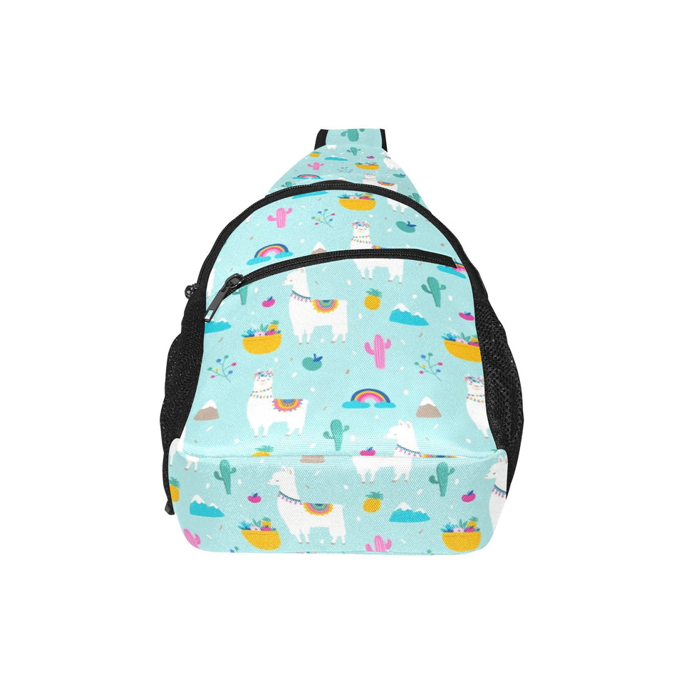 Llama alpaca cactus leaves pattern All Over Print Chest Bag