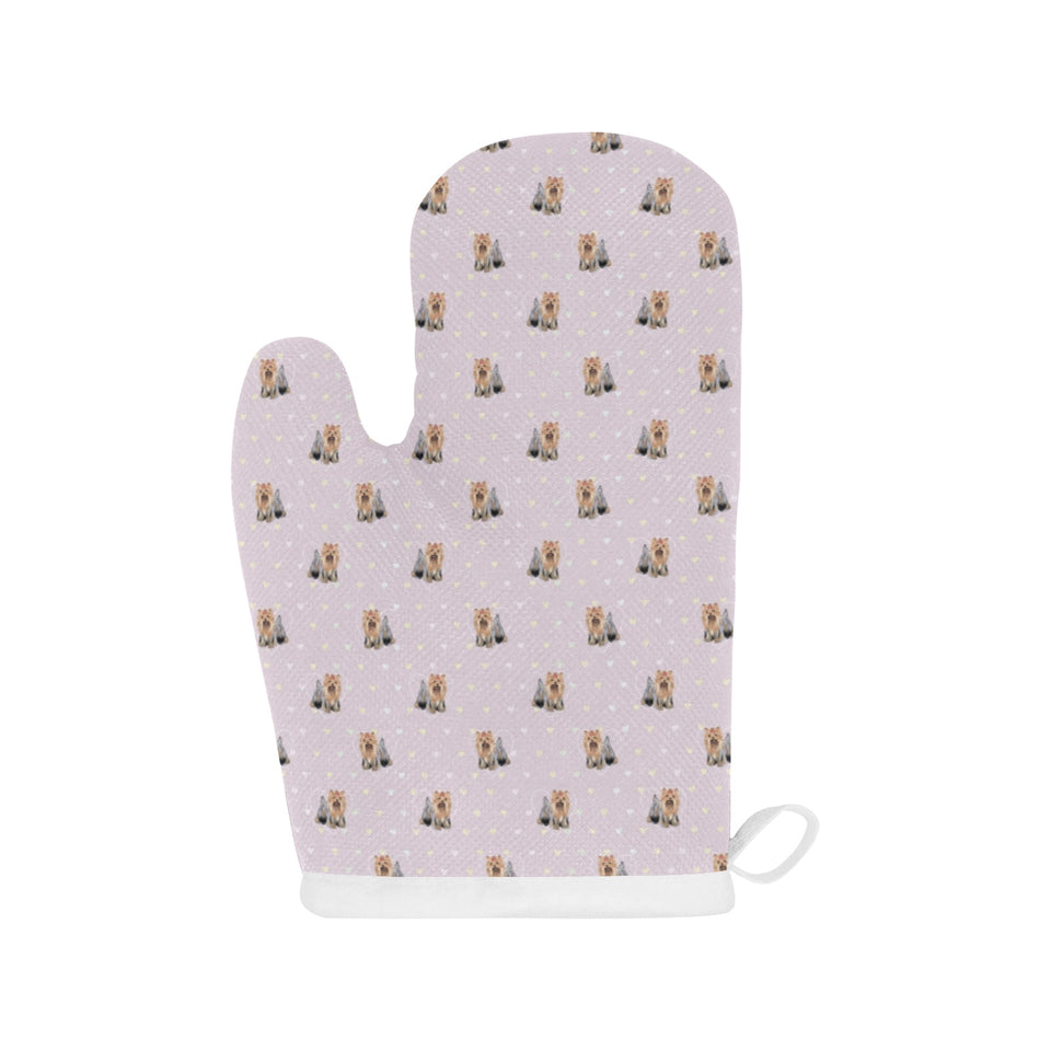 Yorkshire Terrier Pattern Print Design 02 Heat Resistant Oven Mitts
