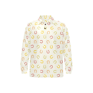 Horseshoes Pattern Print Design 02 Men's Long Sleeve Polo Shirt