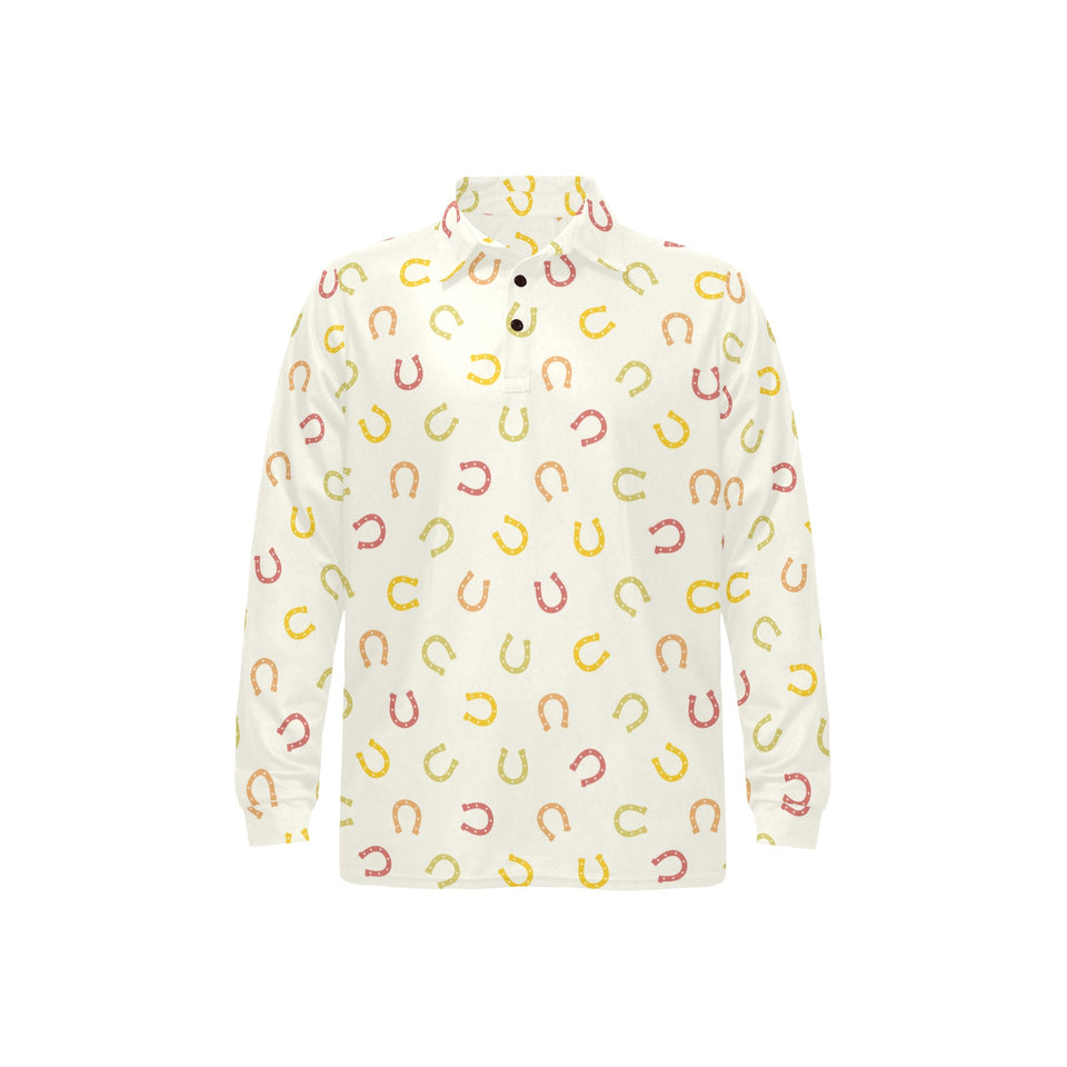 Horseshoes Pattern Print Design 02 Men's Long Sleeve Polo Shirt