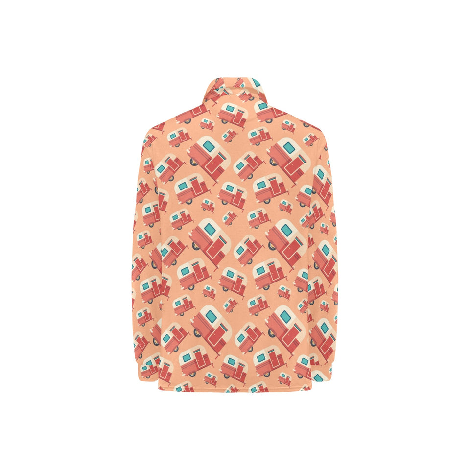 Camper Van Pattern Print Design 03 Women's Long Sleeve Polo Shirt